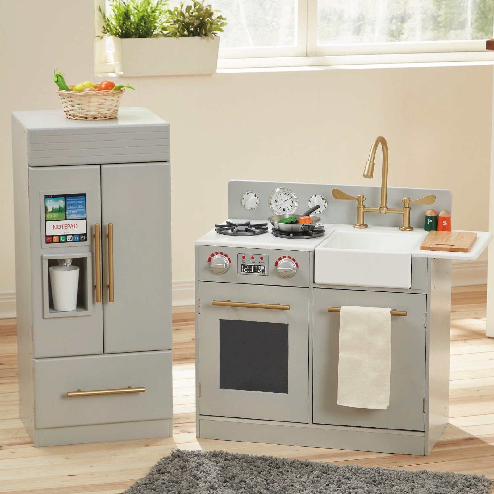 Look for Less Modern Grey Toy Kitchen Pretty Real